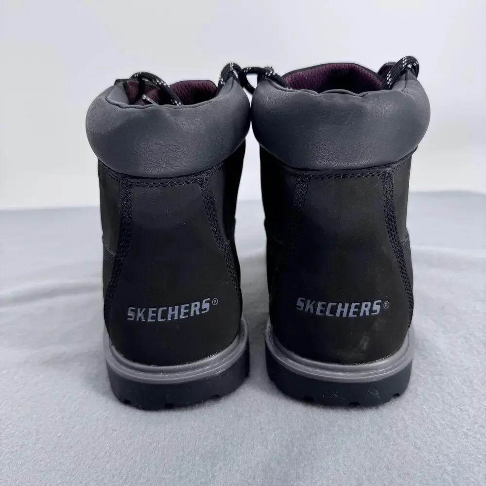 Skechers Boots Shoes Youth Size 4.5 Black Combat Lace Up Work SN 93163L‎